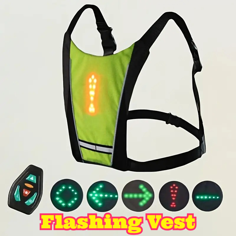 Running Visibility Gear - LEDリモコン式安全ベスト、ターンシグナルライト、高視認性警告装備、夜間ランニング、サイクリング、アウトドア用発光アクセサリー