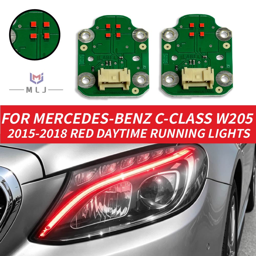 Running Headlamp - メルセデスベンツCクラスW205 2015-2018 OE A2059060601 レッドDRL LEDチップボード