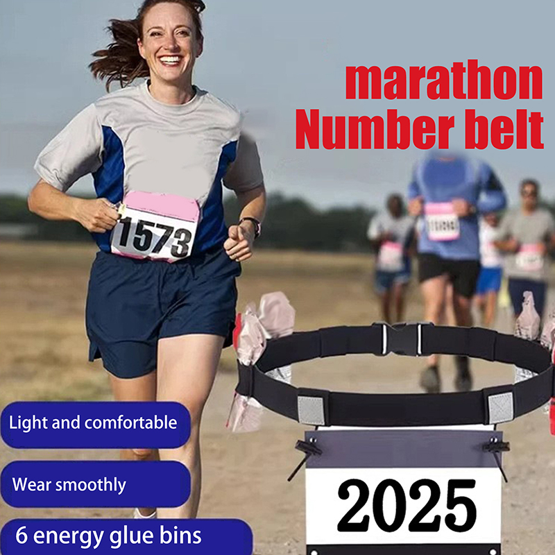Running Belt - ランニングレース番号ベルトウエストパックよだれかけホルダートライアスロンマラソンモーター用 6 ゲルループフィットネススポーツアクセサリー
