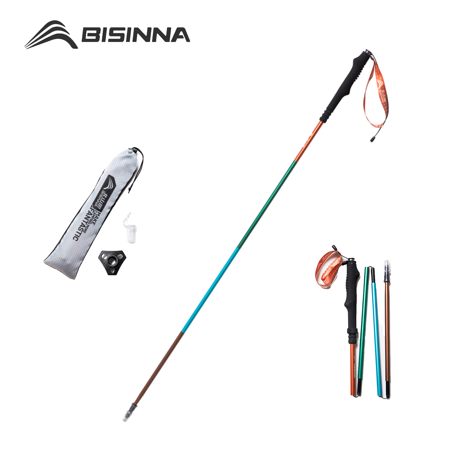 Trekking Pole Carbon - BISINNA 2 個トレッキングポール超軽量アルミ合金ハイキング折りたたみ式クライミングスティック屋外登山トレイルランニング杖