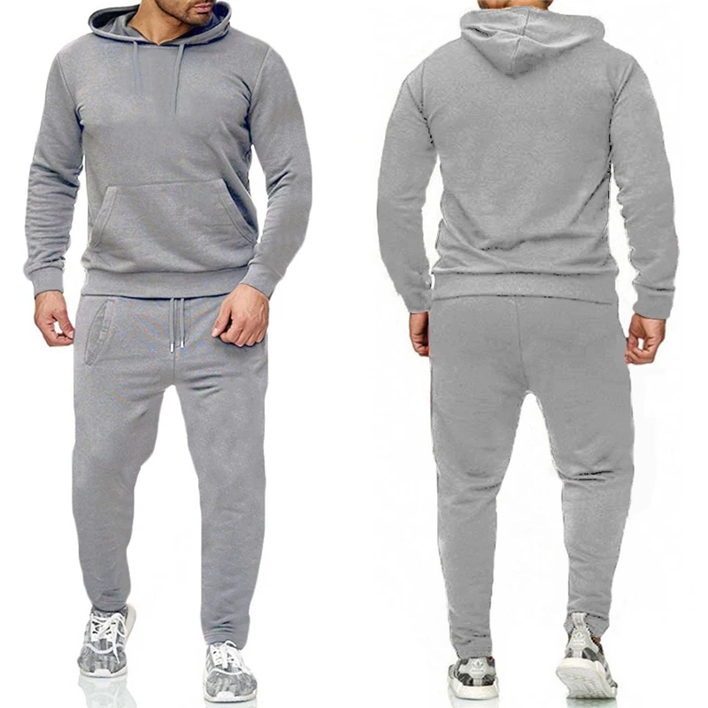 Joggers Pants - クラシックなメンズ無地トラックスーツ、フード付きスウェットシャツとジョガーパンツ、高品質男性用デイリーカジュアルスポーツフーディージョギングスーツ