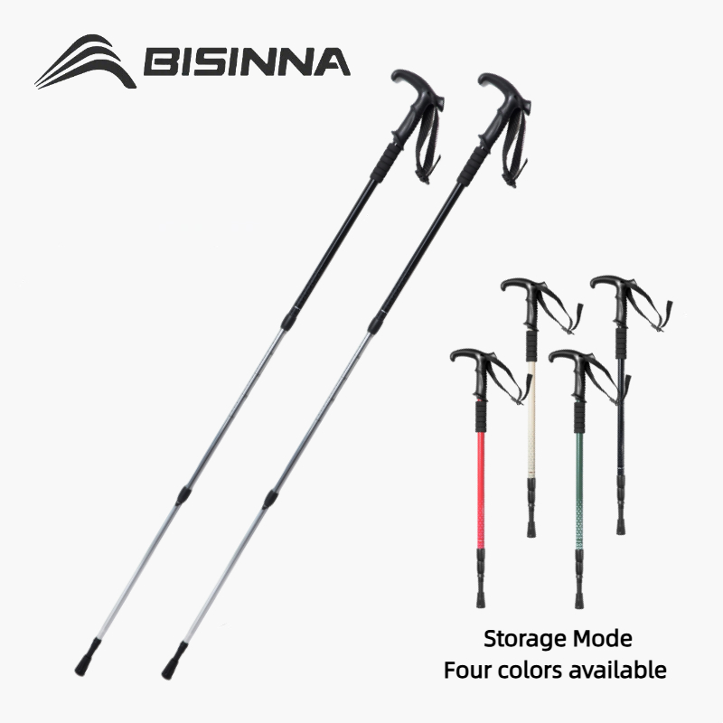Trekking Pole Carbon - BISINNA T字ハンドル ウォーキングスティック 2本 アルミ合金 3段伸縮