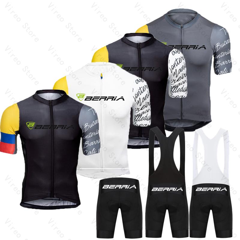 Race Bib - BERRIA 夏サイクリングジャージセット半袖とビブショーツプロレース自転車服 MTB Ropa マイヨ男性用サイクリング服