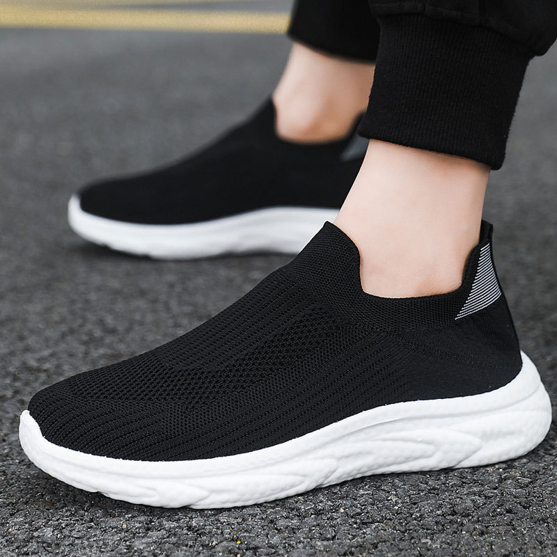 Running Shoes Men - メンズ用、大きめのサイズ、厚底、カジュアル、ワンペダル式、伸縮性のあるメッシュ素材、アウトドアスポーツ、ランニングシューズ。