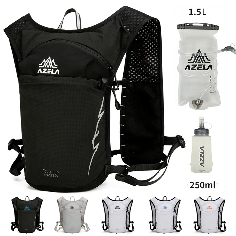 Hydration Vest - 5L 屋外トレイルランニング超軽量バックパック水分補給ジョギングベスト男性女性通気性マラソン自転車バッグ水ボトル 1.5L