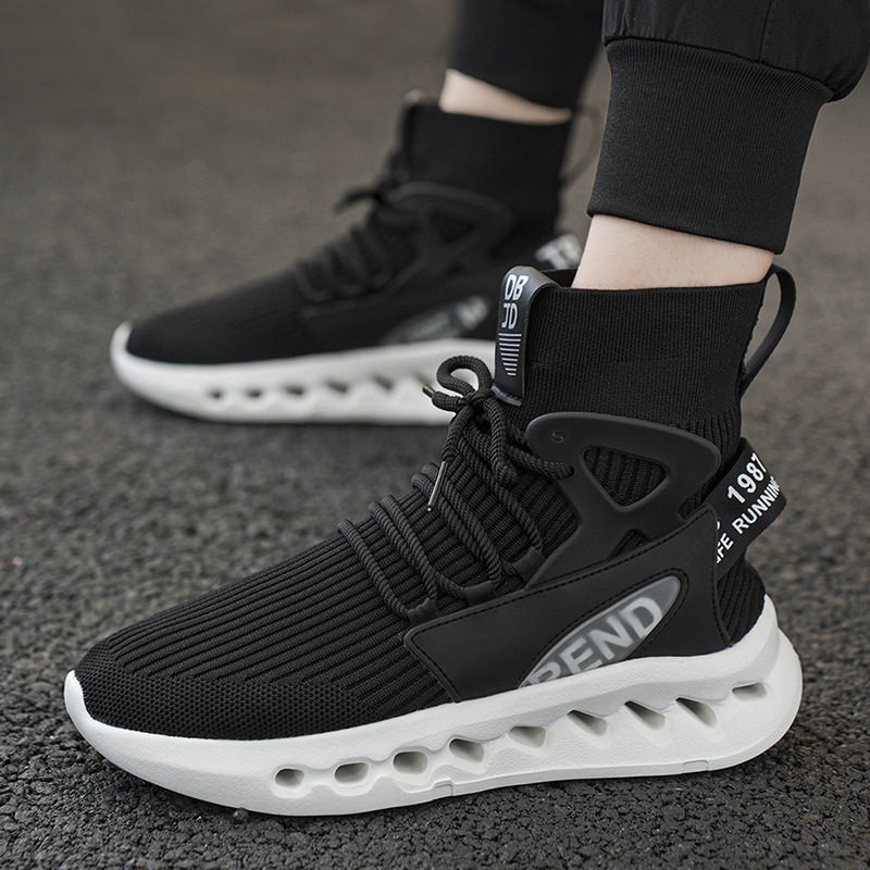トレンドメンズハイカットソックスシューズ通気性メッシュ厚底ト - Running Shoes Men のレビューと価格