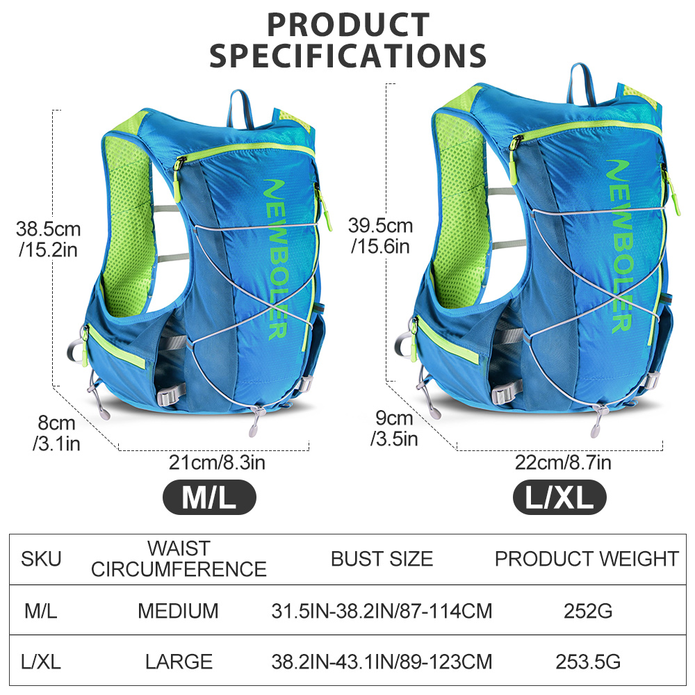NEWBOLER ランニングハイドレーティングベストバックパ - Hydration Vest のレビューと価格