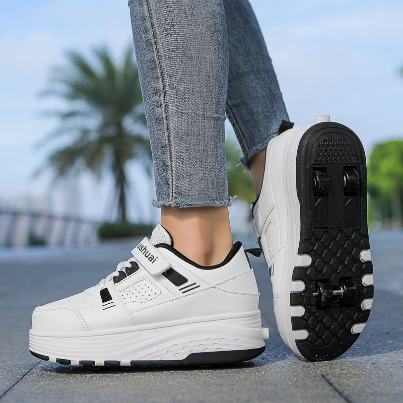 子供用4輪ローラーシューズ、格納式の車輪が付いたスニーカー。 - Running Shoes Men のレビューと価格