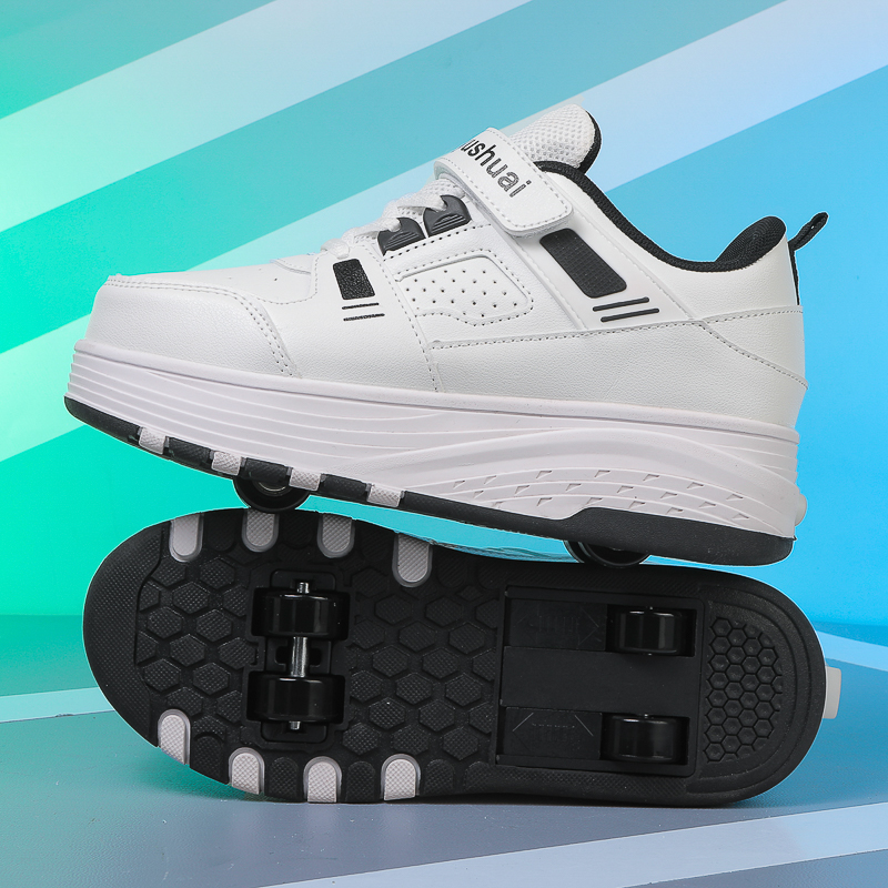 子供用4輪ローラーシューズ、格納式の車輪が付いたスニーカー。 - Running Shoes Men のレビューと価格