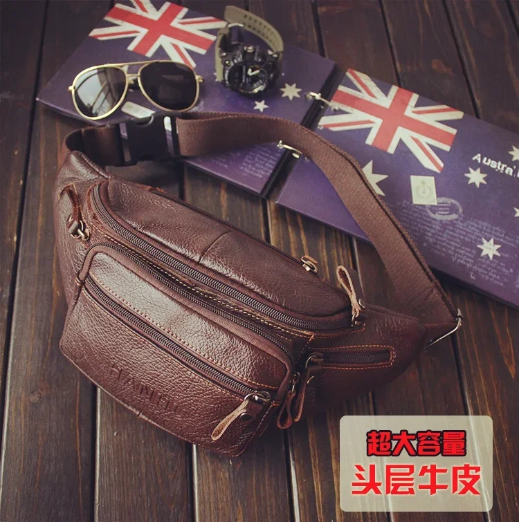 本物の牛革ウエストバッグ男性おかしいパックベルトバッグ電話ポ - Running Belt のレビューと価格