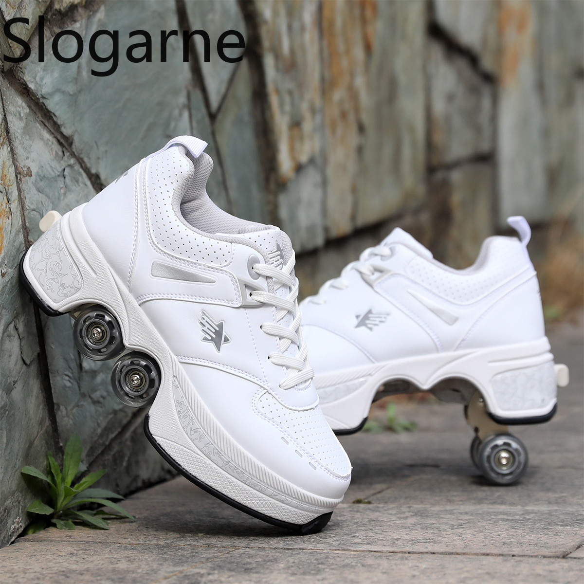 女性用4輪変形ローラースケートシューズ、男性用カジュアルスポ - Running Shoes Women のレビューと価格