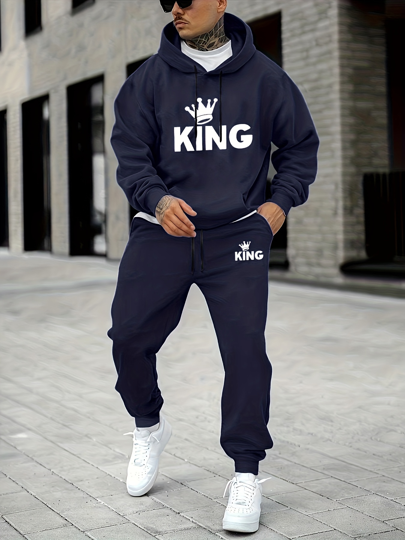 メンズ キングクラウンプリントトラックスーツ 2ピースセット - Joggers Pants のレビューと価格