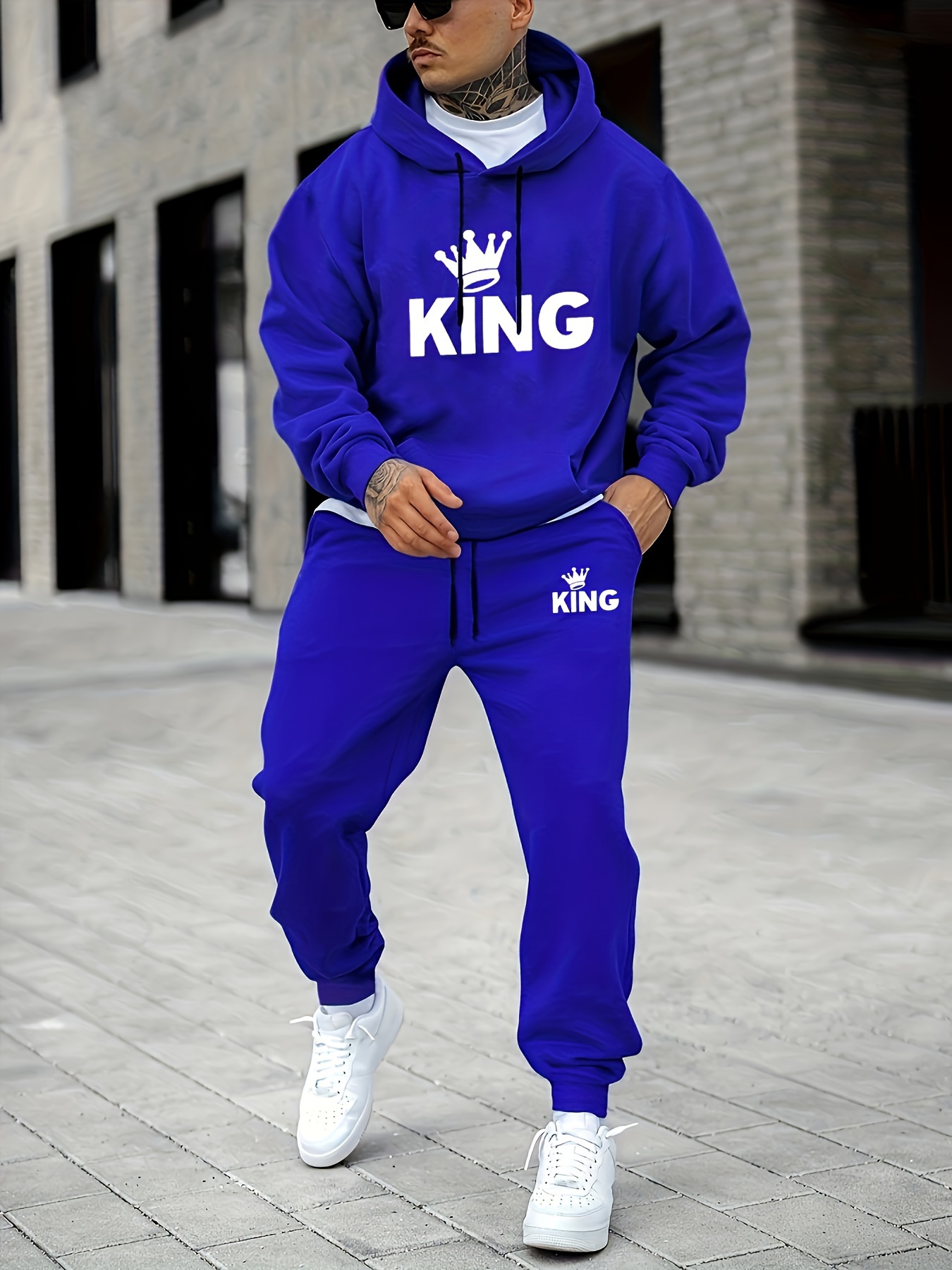メンズ キングクラウンプリントトラックスーツ 2ピースセット - Joggers Pants のレビューと価格