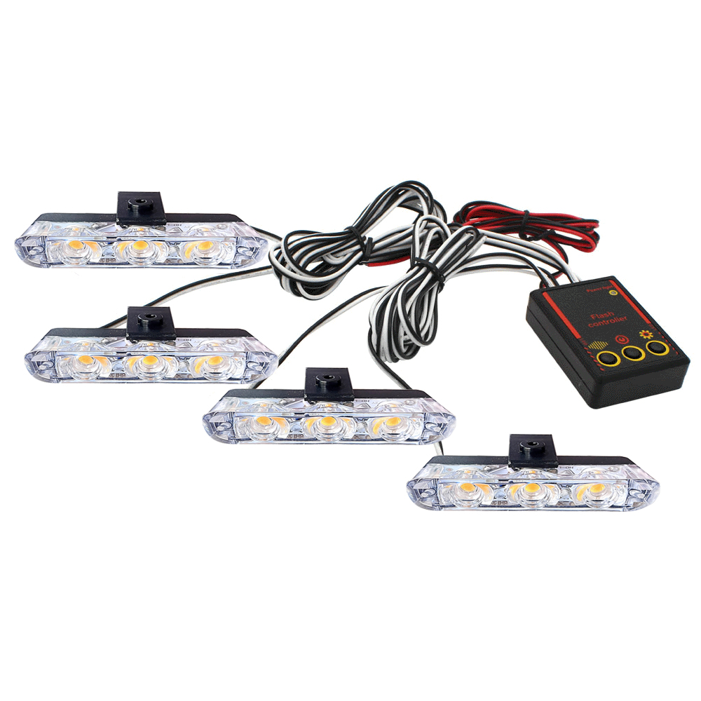 12V車用グリルストロボライトヘッド 4x3 LEDミニフラ - Running Headlamp のレビューと価格