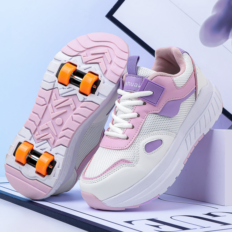 子供用ローラースケート、4輪、取り外し可能な車輪付きスニーカ - Running Shoes Women のレビューと価格