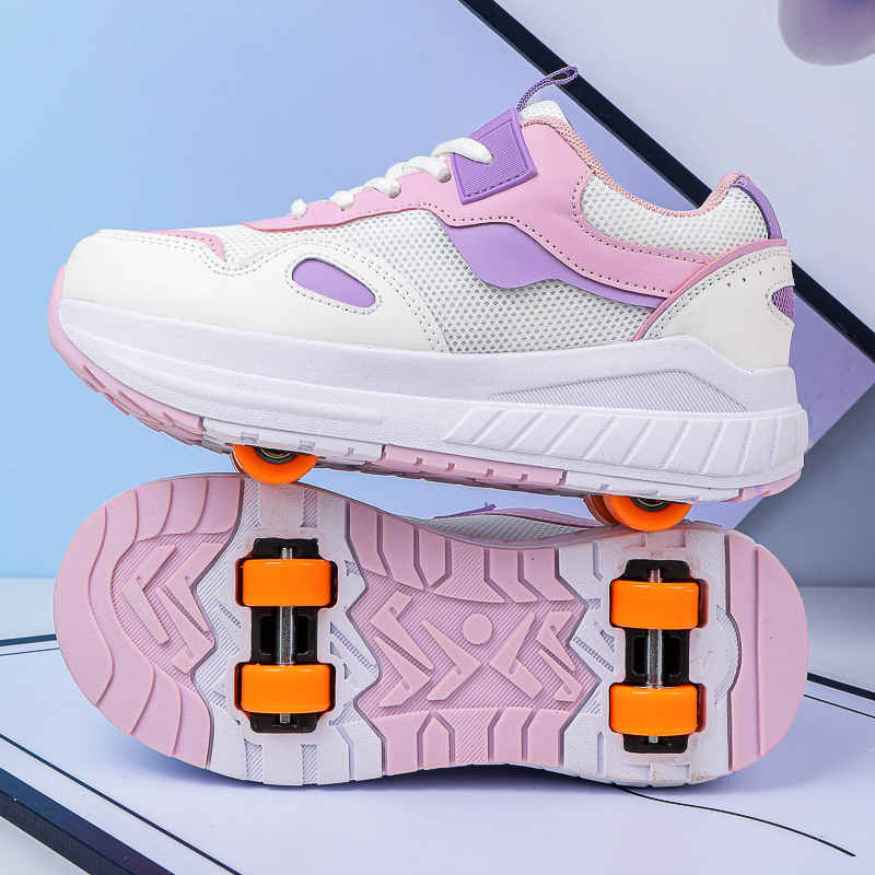 子供用ローラースケート、4輪、取り外し可能な車輪付きスニーカ - Running Shoes Women のレビューと価格