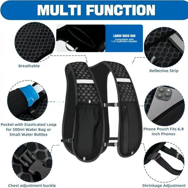 男女兼用ランニングベスト 防水通気性バックパック ハイキング - Hydration Vest のレビューと価格