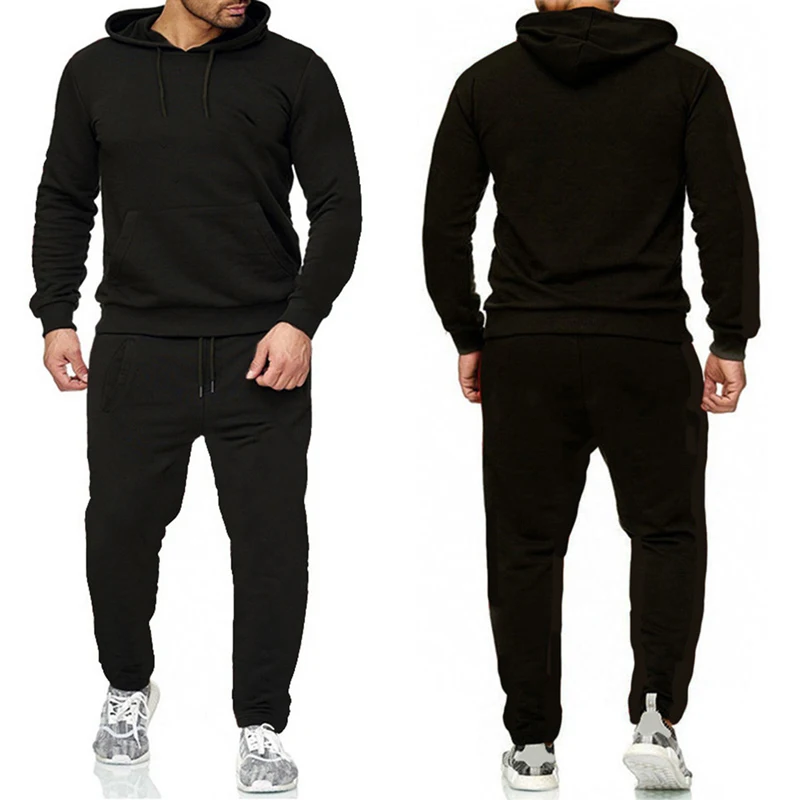 クラシックなメンズ無地トラックスーツ、フード付きスウェットシ - Joggers Pants のレビューと価格