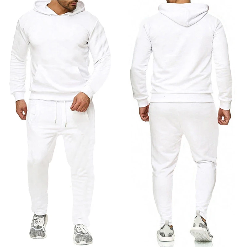 クラシックなメンズ無地トラックスーツ、フード付きスウェットシ - Joggers Pants のレビューと価格