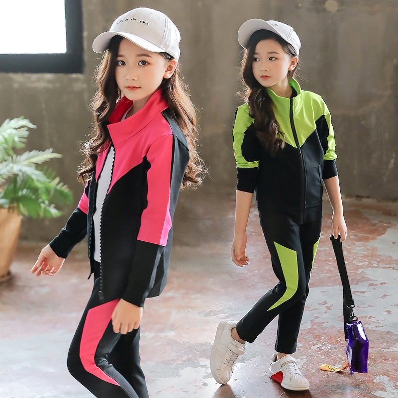 春秋子供服女の子長袖スポーツスーツジャケット + パンツ 2 - Running Gear Kids のレビューと価格
