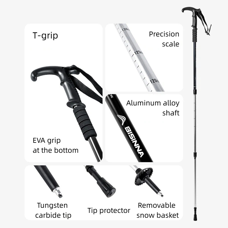 BISINNA T字ハンドル ウォーキングスティック 2本  - Trekking Pole Carbon のレビューと価格