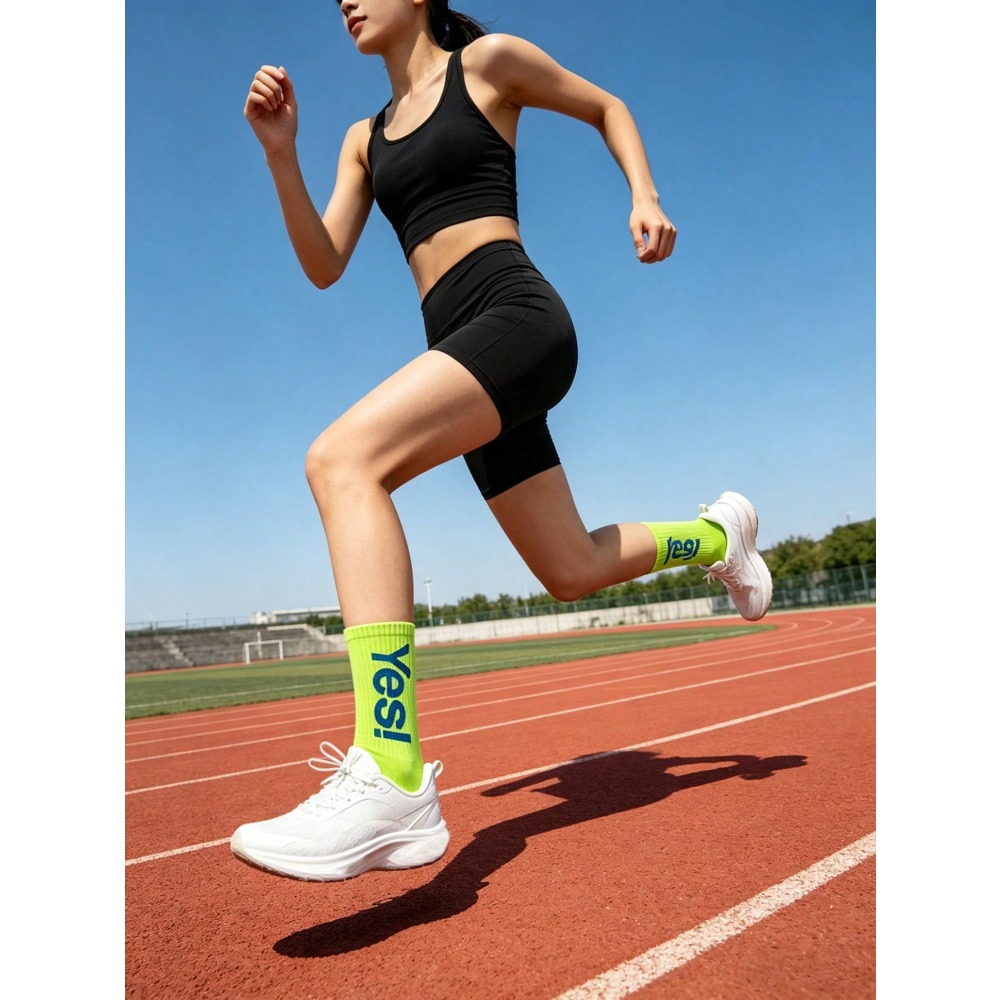 1/4 ペアの蛍光文字パターンソックス、通気性のあるスポーツ - Sports Socks のレビューと価格