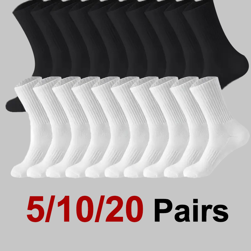 5/10/20 ペア男性ソリッドカラーラウンドネックソックス - Sports Socks のレビューと価格