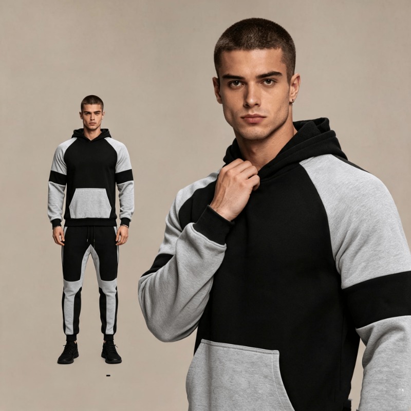 メンズカラーブロックフーディーとジョガーパンツセット 長袖ド - Joggers Pants のレビューと価格