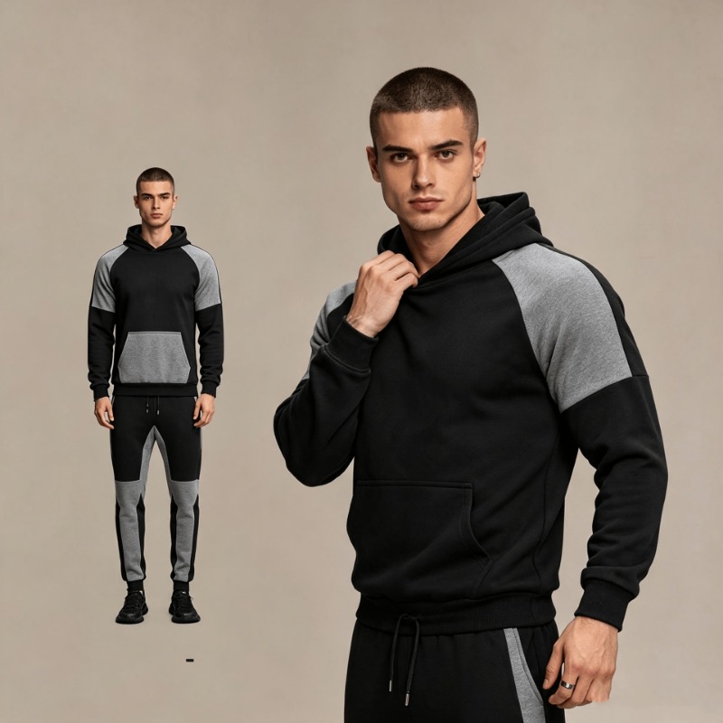 メンズカラーブロックフーディーとジョガーパンツセット 長袖ド - Joggers Pants のレビューと価格